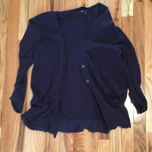 Navy sweater with ruffles